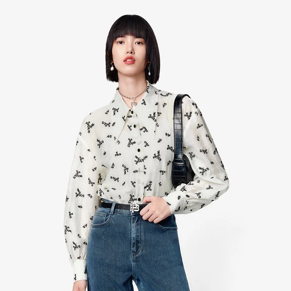 【品牌撤柜】明星款L113斯文绣花衬衫