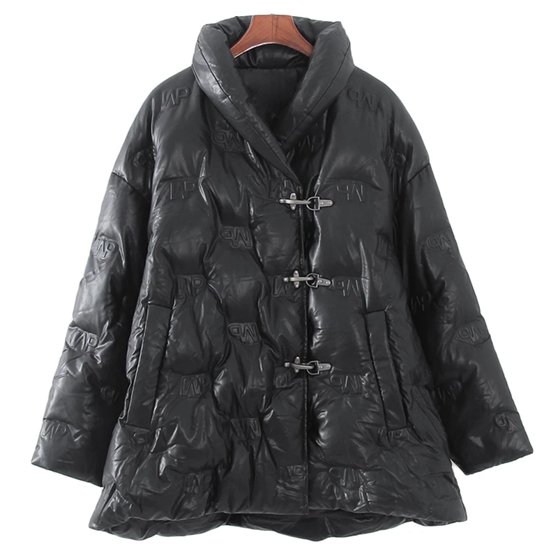 【品牌撤柜】明星款L037 联名压印复古国风休闲黑色羽绒服（北）加厚