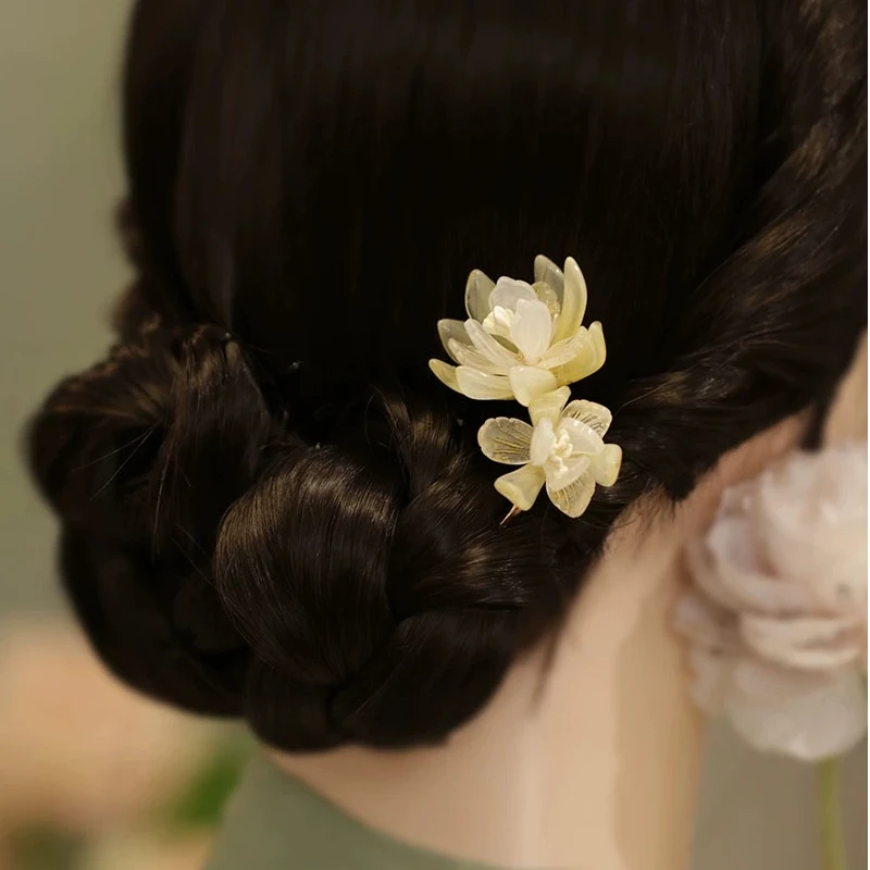 发簪U型新中式新款高端洋气专用盘发钗子步摇汉服古风旗袍u型发簪