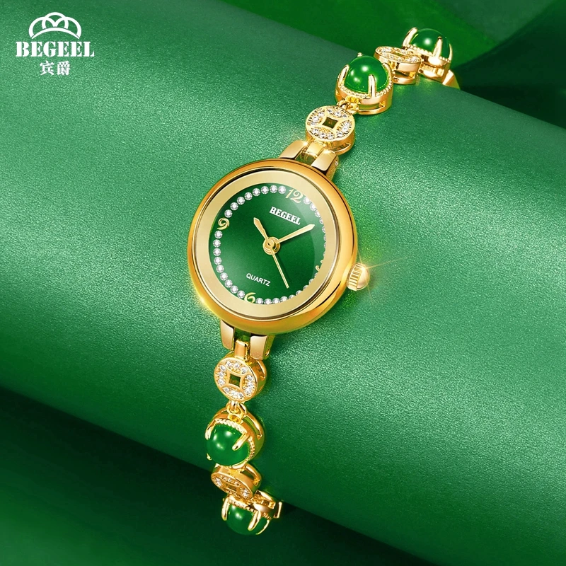 宾爵BEGEEL有求币应绿面简约轻奢女表进口机芯石英时尚单品送礼