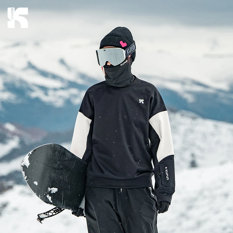 酷峰滑雪卫衣2025新款女男单双板防水内搭中间层内胆冬季打底上衣