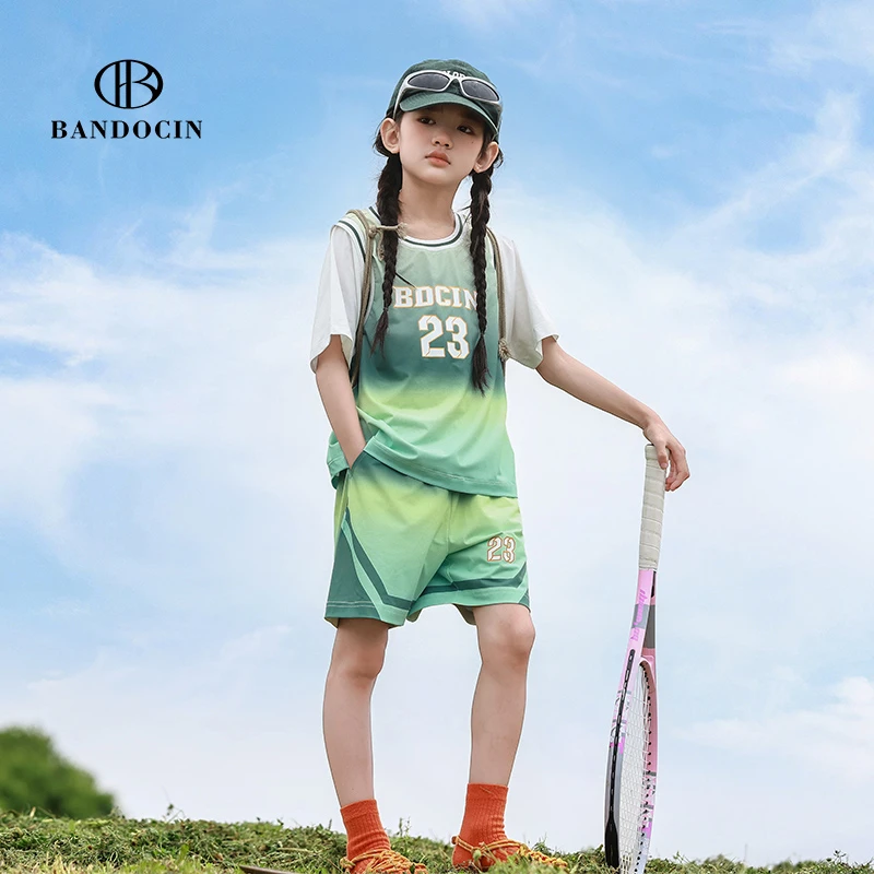 女童运动套装夏季2024中大童潮时尚户外透气吸汗速干爽夏装两件套