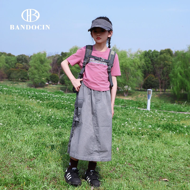 BANDOCIN/半度闲女童套装夏装宽松高能感休闲中大童夏季两件套