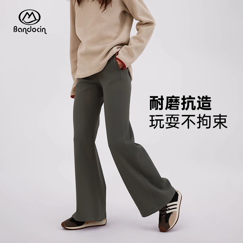 BANDOCIN/半度闲秋冬户外鲨鱼裤女童冬季韩版时尚高腰打底微喇裤