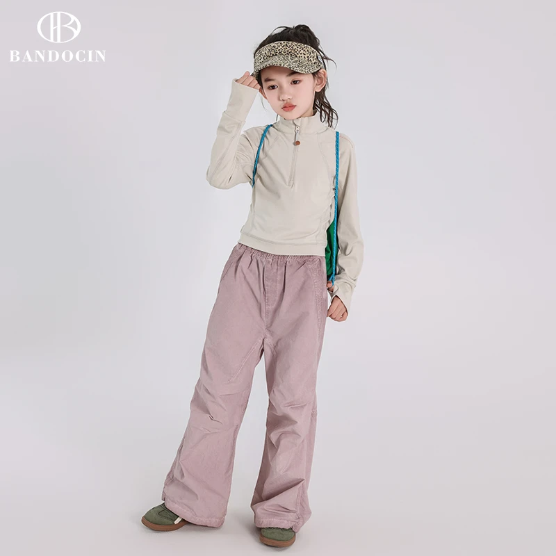 BANDOCIN/半度闲女童长袖t恤高能感户外运动中大童休闲宽松上衣潮