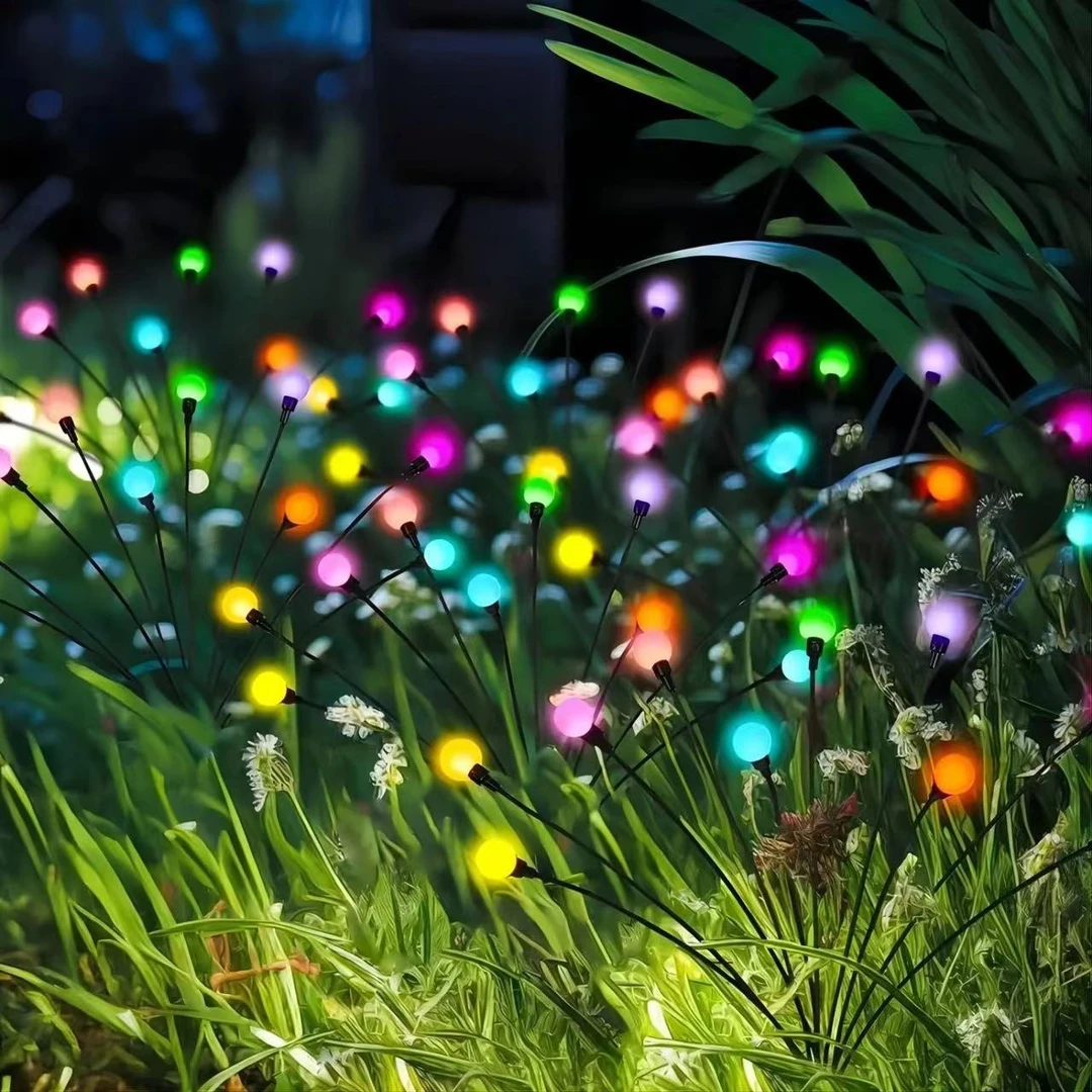 太阳能七彩萤火虫灯草坪庭院阳台花园布置氛围装饰户外灯景观夜灯