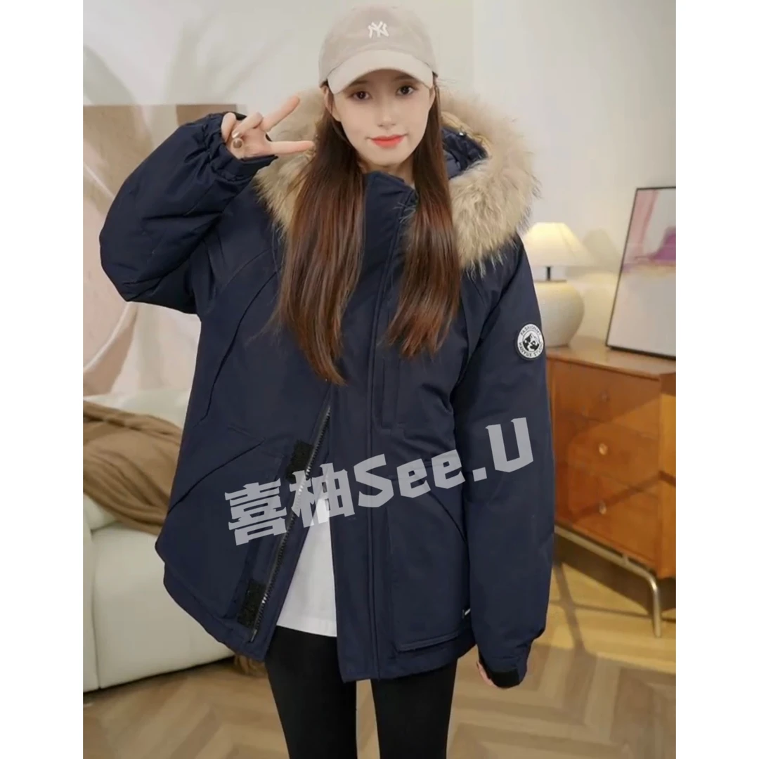 国标白鸭绒 新款工装派克小熊韩版加厚保暖白鸭绒毛领1