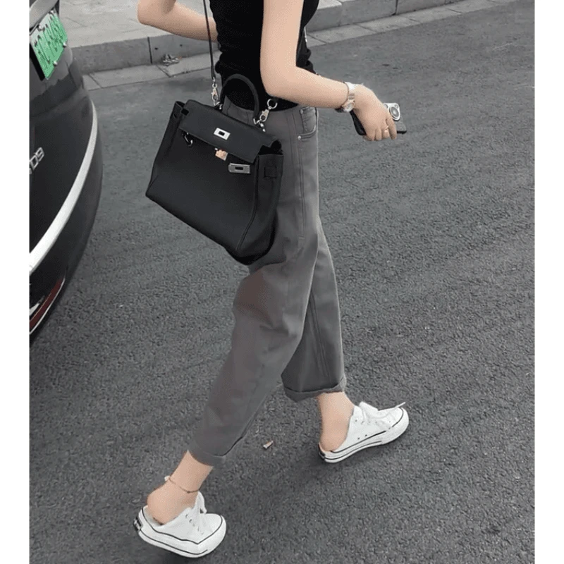 夏季新款ins风老爹裤女装夏季百搭九分时尚爆款牛仔裤不送腰带