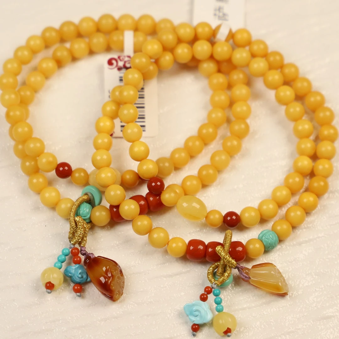 俄料原矿鸡油黄双圈蜜蜡S052多样性发其一