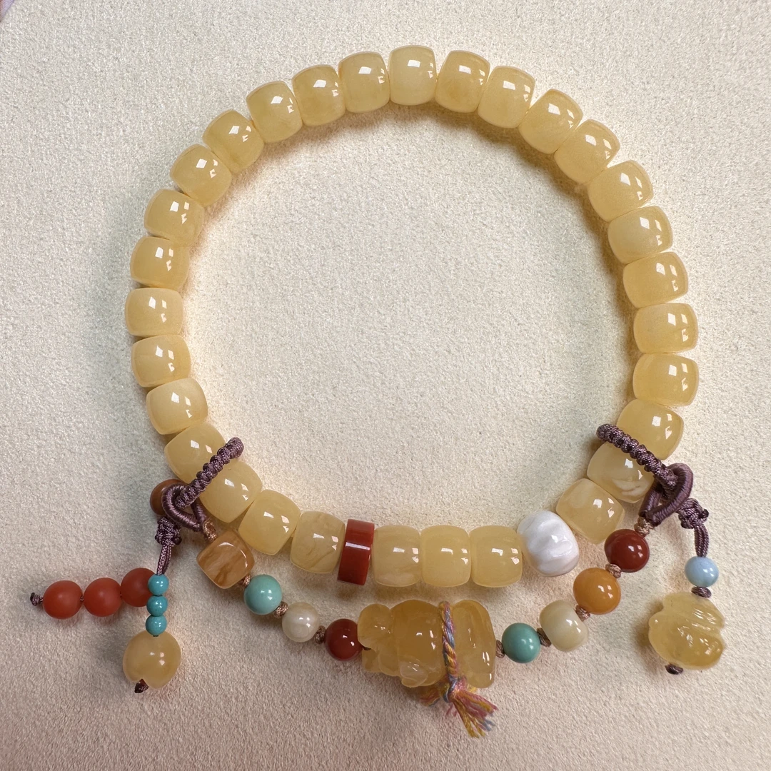 收藏级白花蜡直切单圈手链Z060C