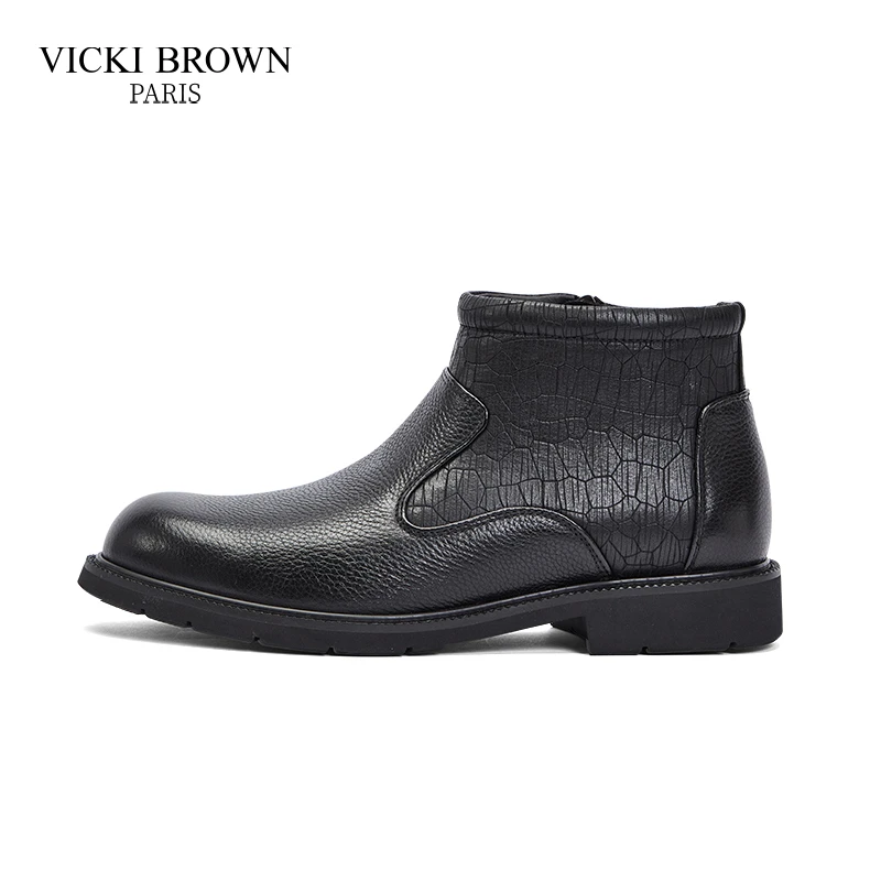 VICKI BROWN高档轻奢男鞋真皮百搭英伦风男士运动鞋时尚休闲潮鞋