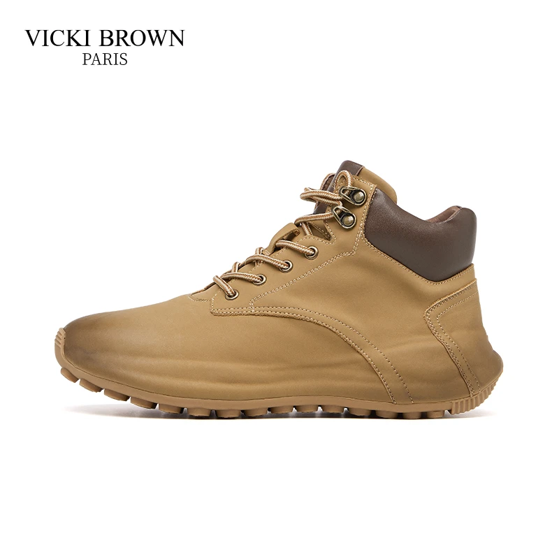 VICKI BROWN X官方正品男鞋 冬季新款复古潮流高帮鞋 厚底鞋子