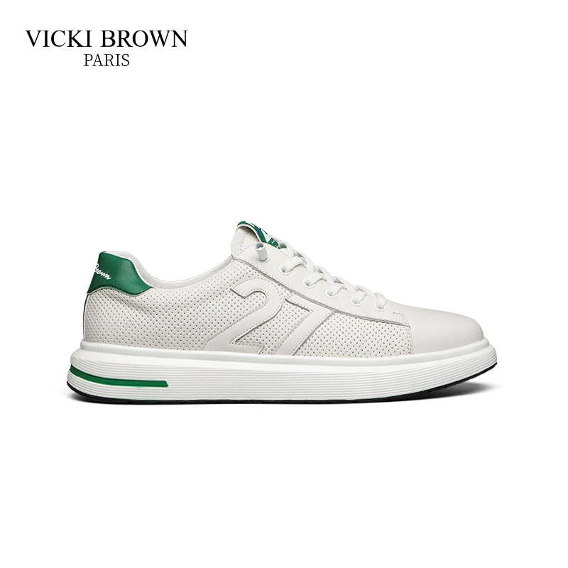 VICKI BROWN时尚透气休闲鞋舒适镂空小白鞋潮流百搭板鞋 66021