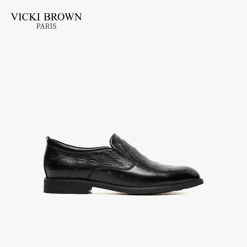 VICKI BROWN X时尚商务气质真皮系带休闲正装男士皮鞋高档男鞋