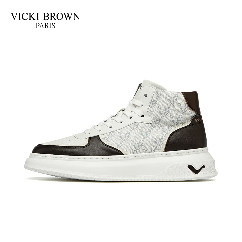 VICKI BROWN X轻奢男鞋秋冬时尚百搭头层牛皮男士休闲高帮鞋潮鞋