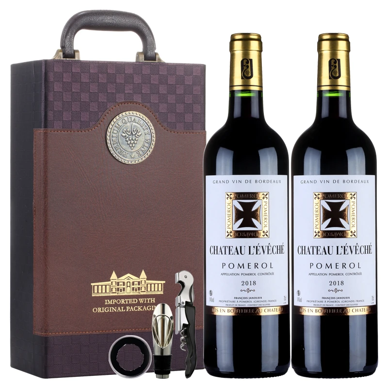 法国原瓶进口波美侯村庄级AOC勒维榭城堡干红葡萄酒 双支礼盒装