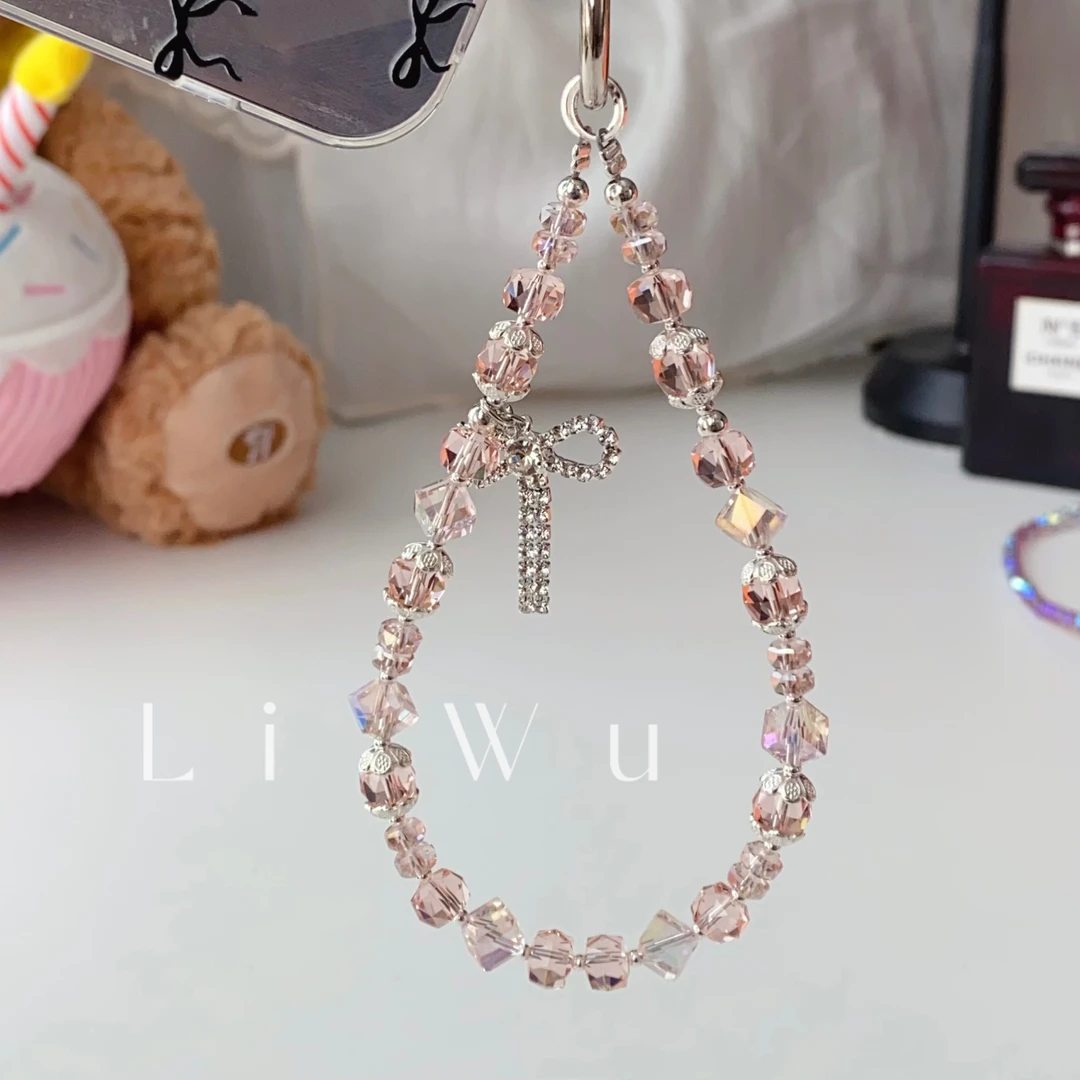 原创手机链人间水蜜桃手提防丢蝴蝶流苏手机挂件