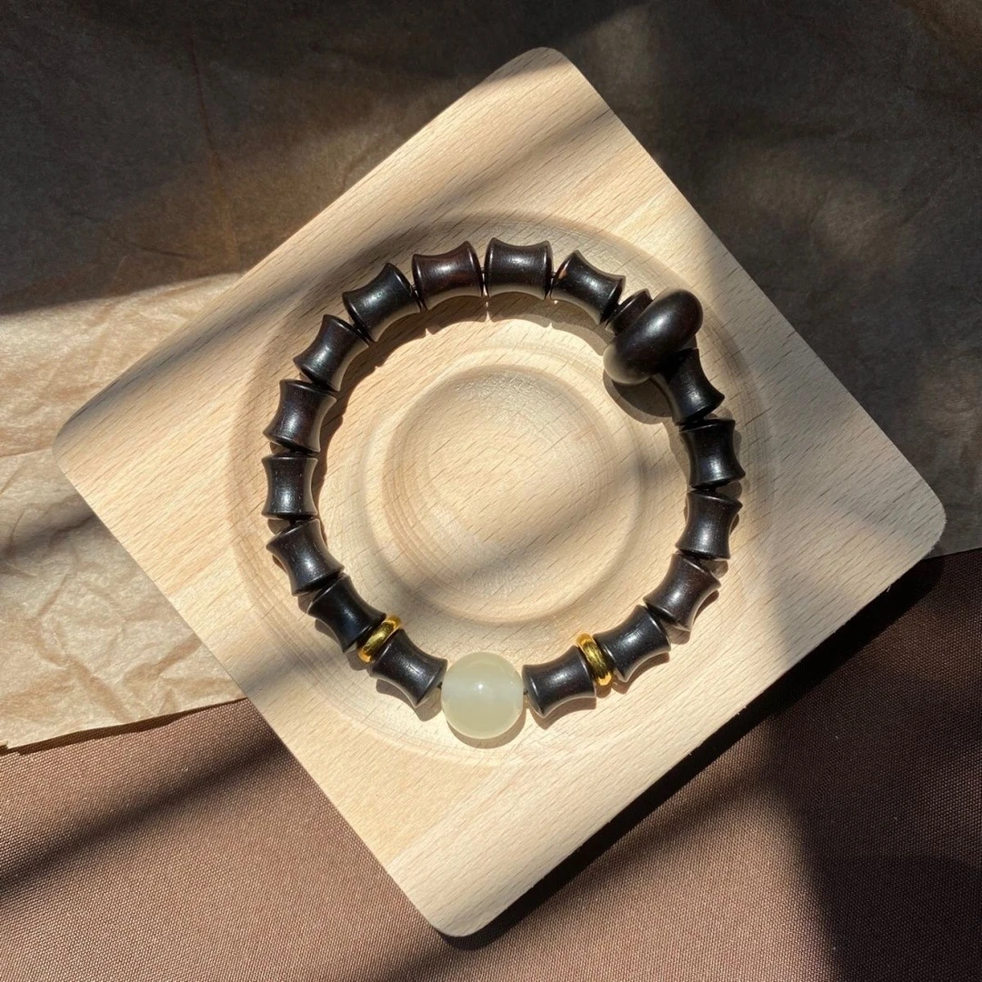 【包邮福利】夜光珠檀木竹节古风手工手串珠念珠佛珠男女同款手饰品