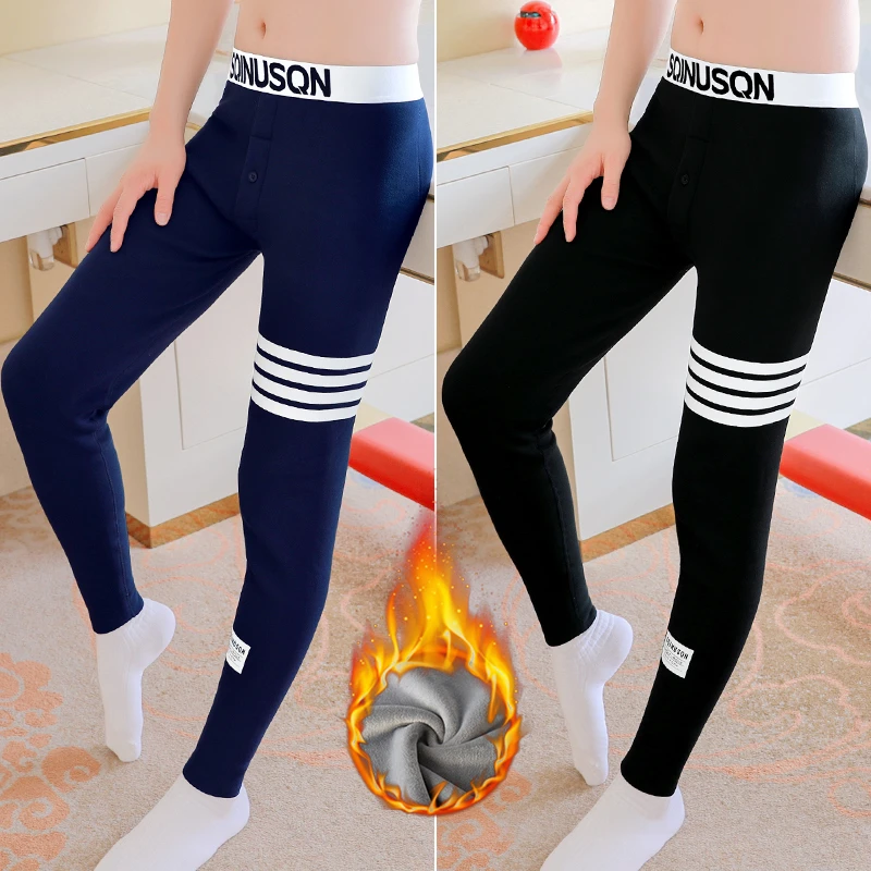 男士保暖裤新款加绒加厚纯棉秋裤舒适潮流青年绒裤冬季防寒棉裤男