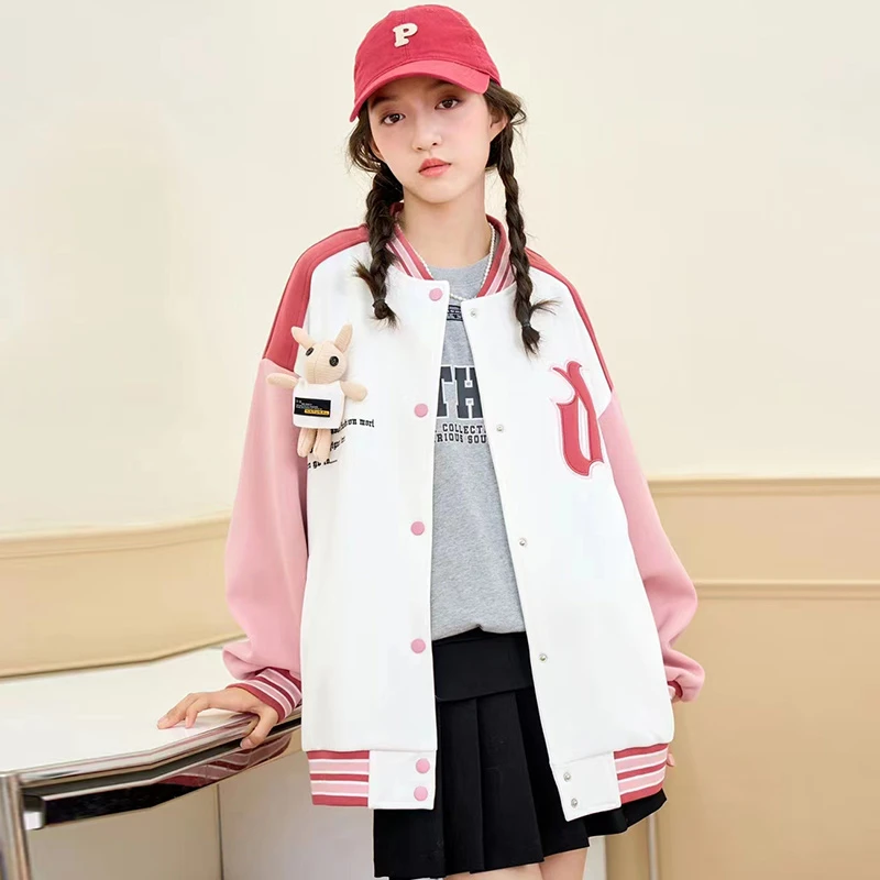 女童2024秋季新款棒球服中大童休闲时尚运动春秋洋气儿童棒球服潮