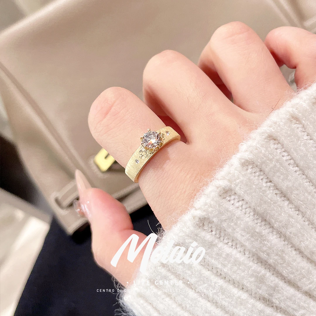 【天然钻石】【50分】【拉丝钻戒】18K金镶嵌复古气质轻奢女款XV L054