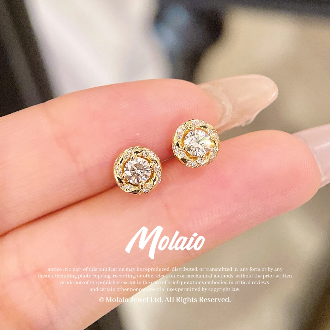 【天然钻石】【纽纽泡泡耳钉】18K金镶嵌轻奢小香风时尚百搭XV L017