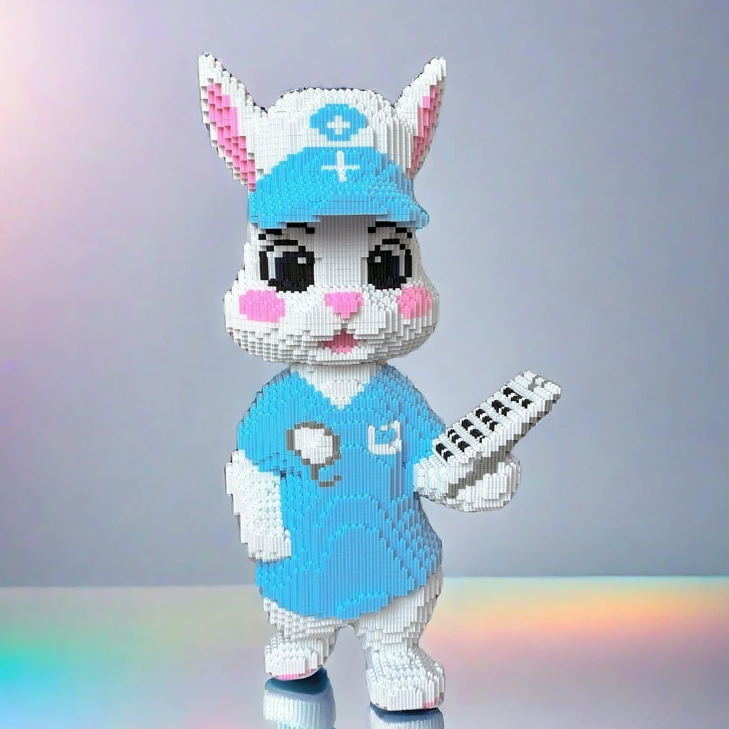 60cm超大医生兔子-大颗粒积木拼装益智玩具男女孩生日礼物大摆件