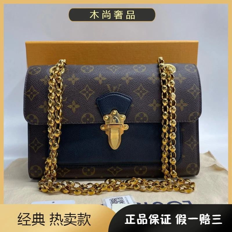 99新 LouisVuitton/路易威登 维多利亚老花/黑色单肩包 10086752
