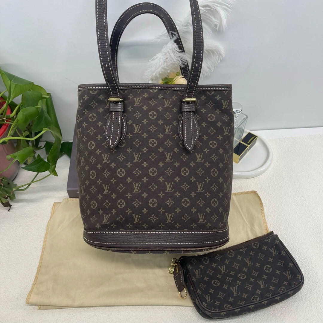 95新 LouisVuitton/路易威登 丹宁老花水桶包 07年10640486
