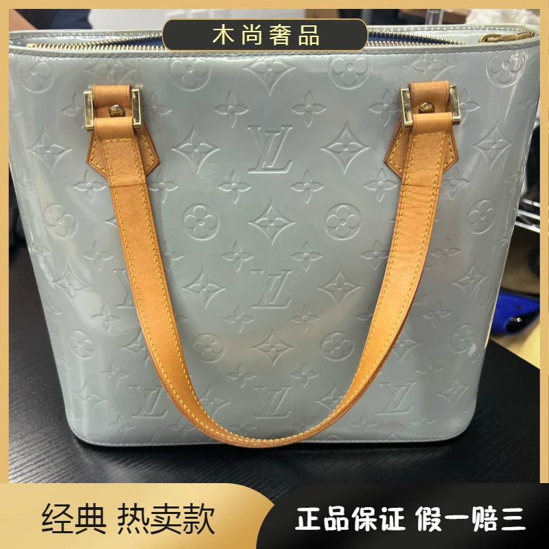 95新 LouisVuitton/路易威登 /Lead 漆皮 薇薇安 中包 托特包