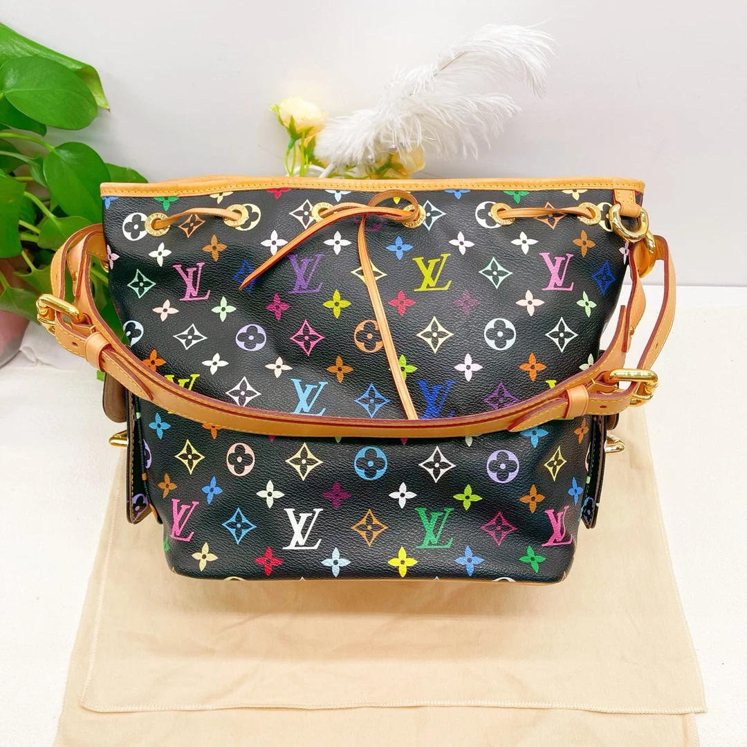 95新 LouisVuitton/路易威登 老花抽绳水桶包肩背包11年10531688
