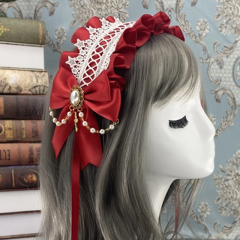Lolita发饰花嫁爱神天使柄LO娘百搭加宽kc发带蝴蝶结洛丽塔头饰品