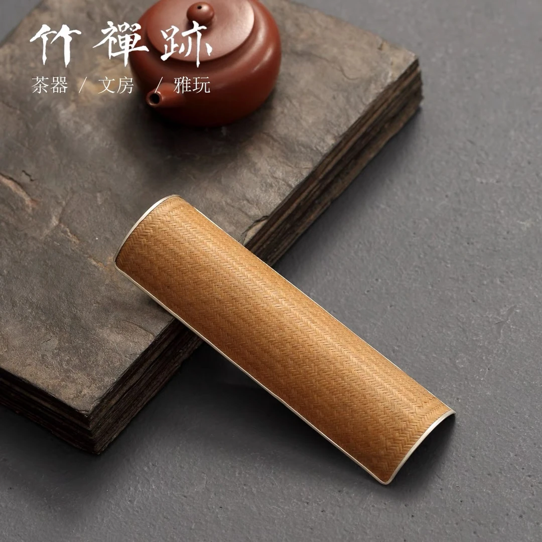 竹禅迹|精品银茶则 名家胡正仁竹编+洪继科足银茶则茶勺分茶茶荷
