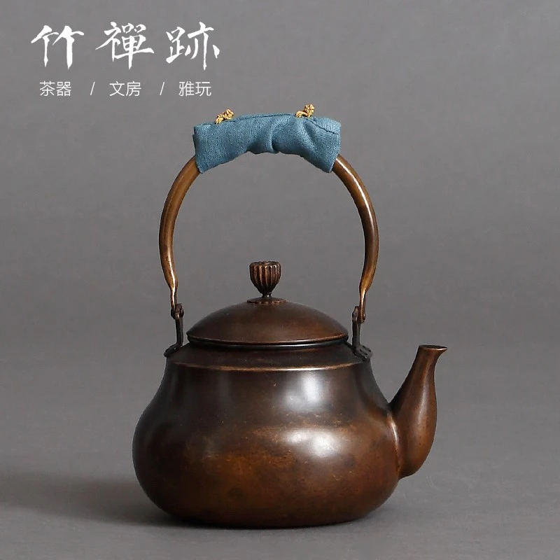 竹蝉迹 当代 紫铜壶茶壶 手工壶铜壶电陶炉煮茶泡茶壶煮茶烧水壶