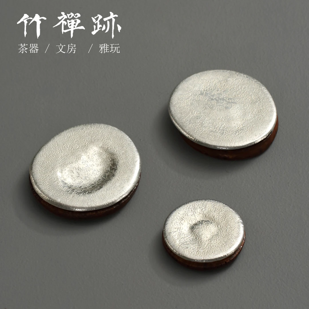 竹禅迹|锡包老竹根盖置 擦拭多遍大漆纯手工精打磨文玩杯垫亦壶承