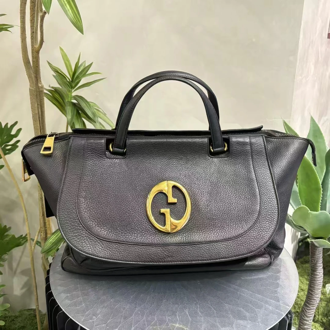 95新 GUCCI/古驰 W古驰黑色手提包单肩包74346991