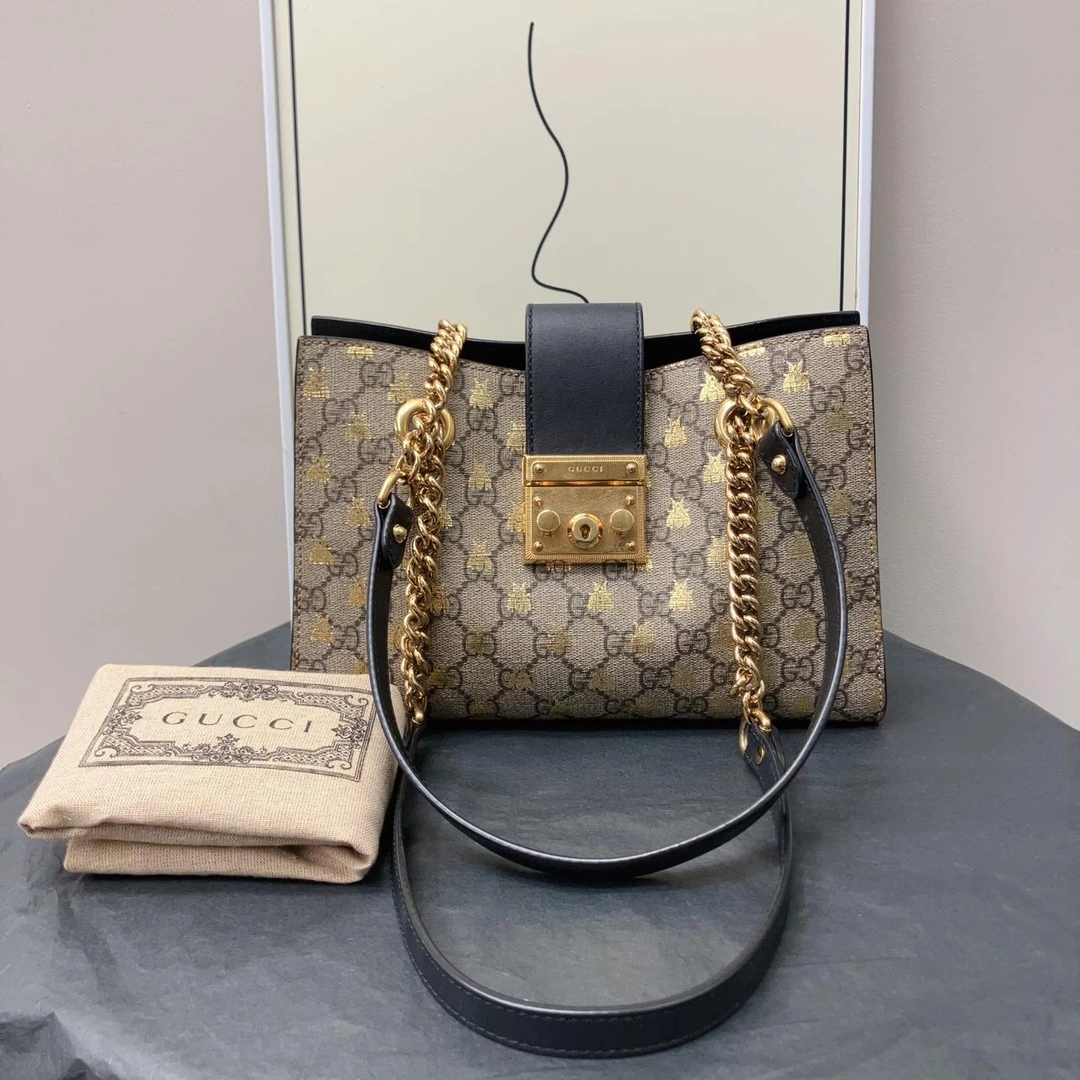 95新 GUCCI/古驰 W古驰老花蜜蜂padlock单肩斜挎包53215387