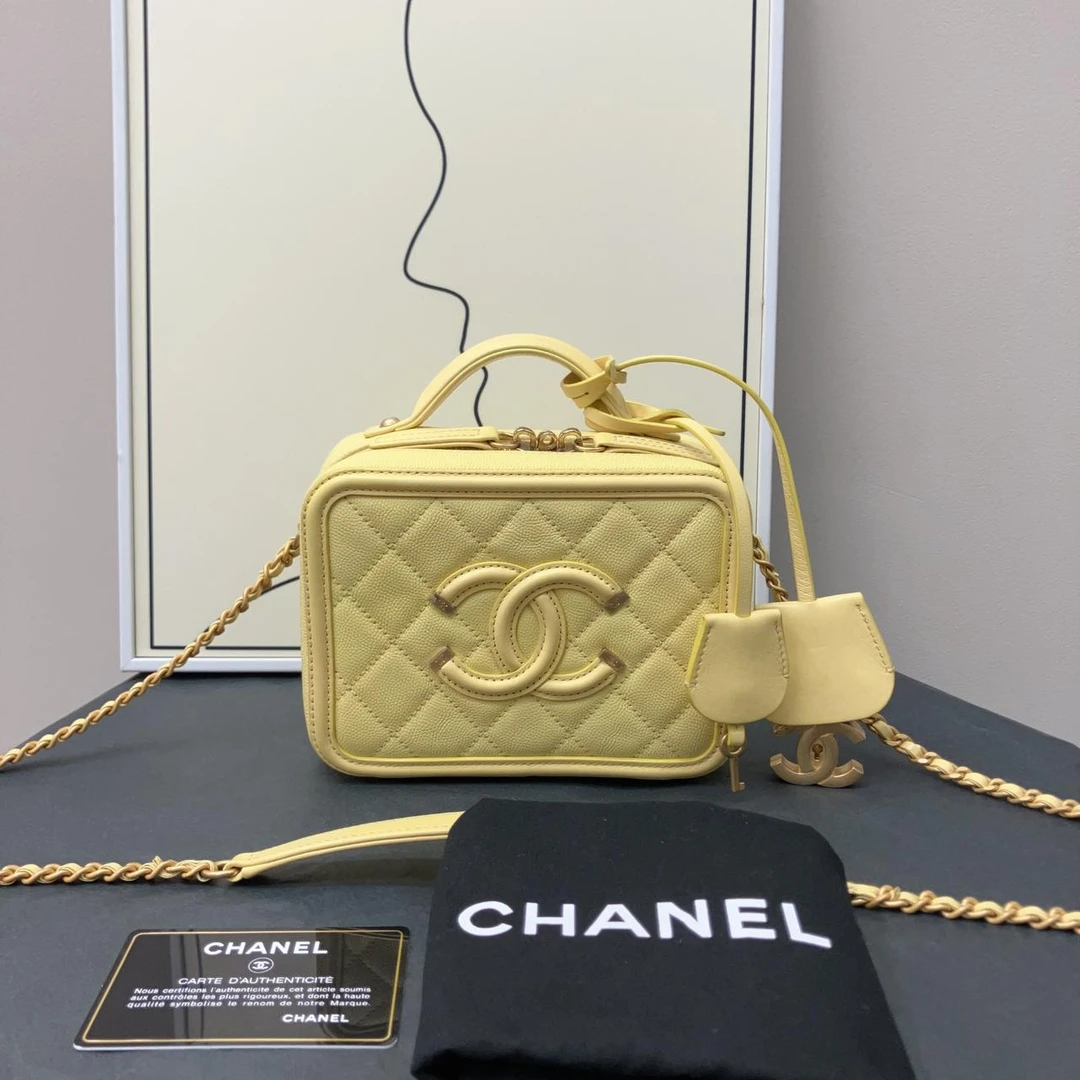 95新 Chanel/香奈儿 W香奈儿相机包小号荔枝牛皮33017394