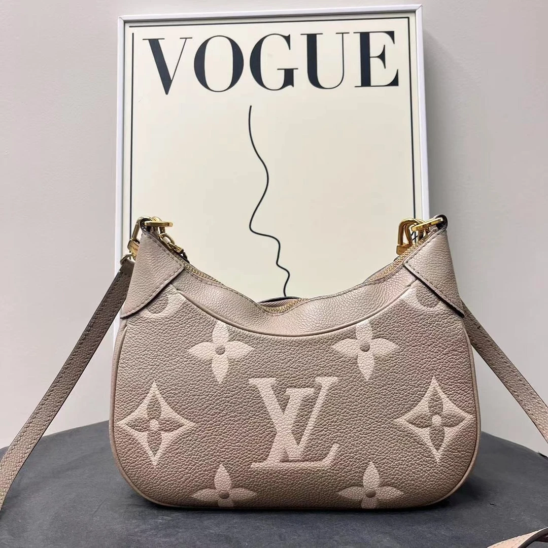 95新 LouisVuitton/路易威登 W灰色bagatelle芯片单肩包30478360