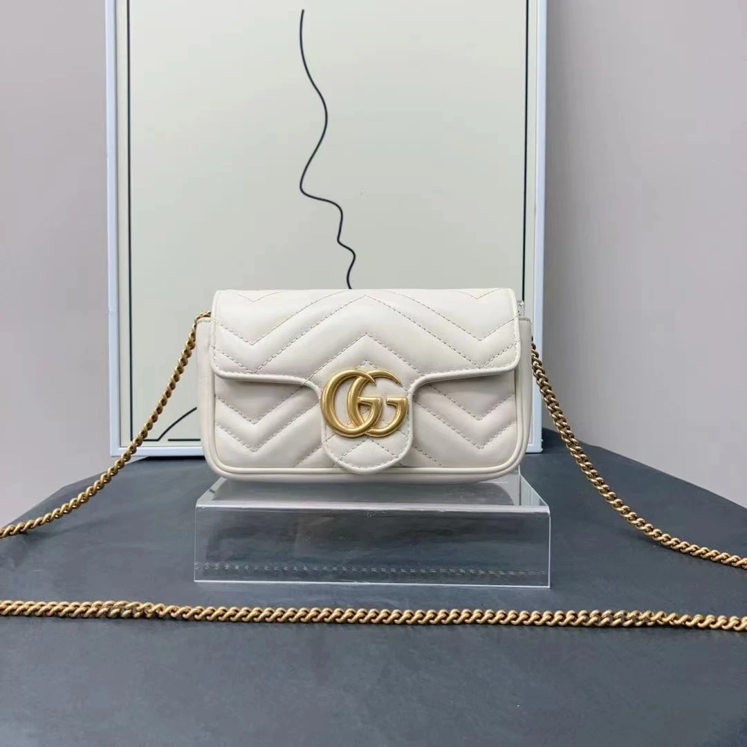 95新 GUCCI/古驰 W古驰白色马蒙supermini单肩包91816445