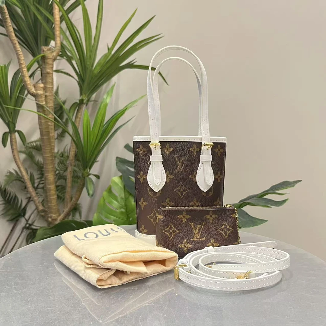 95新 LouisVuitton/路易威登 nano bucket芯片款单肩包83731237
