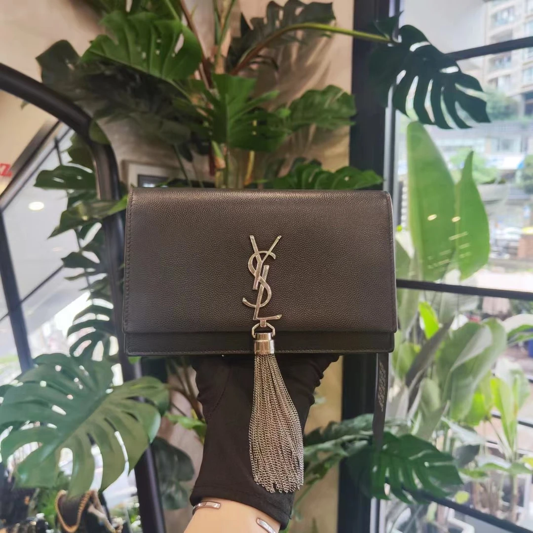 95新 Saint Laurent Paris W黑色kate流苏小号单肩包/99899911