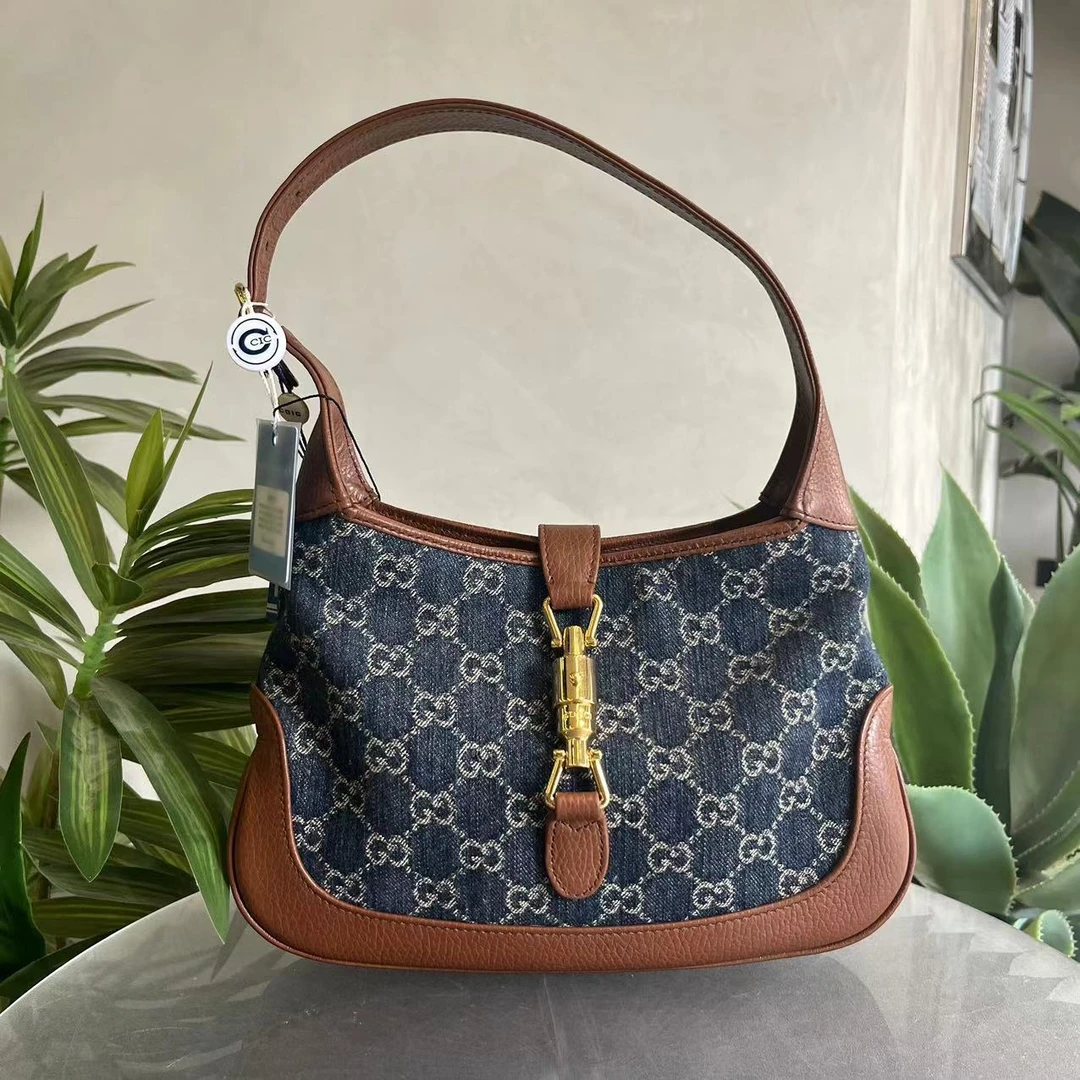 99新 GUCCI/古驰 蓝色老花jackie1961小号闲置单肩包80366929