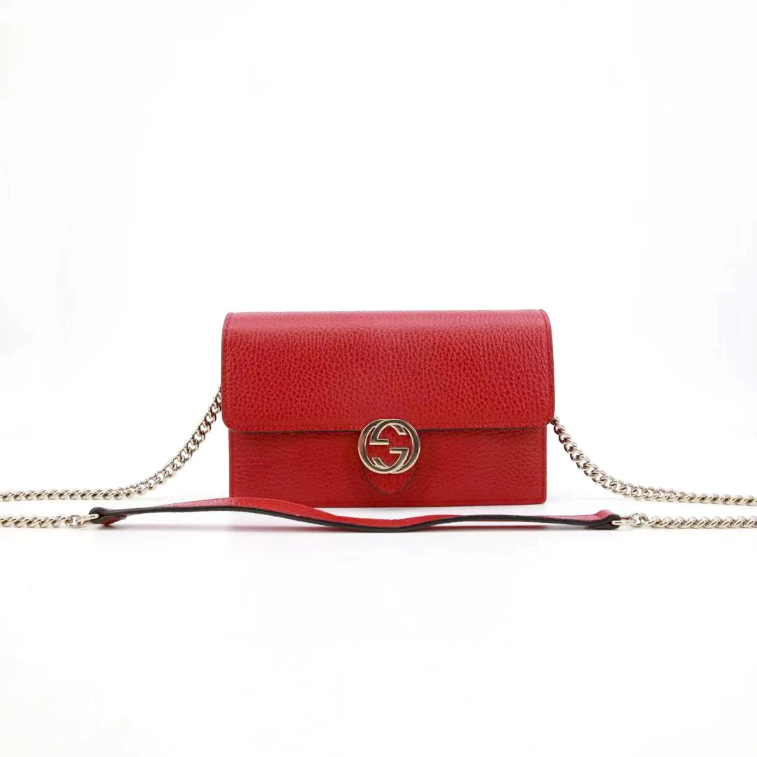 95新 GUCCI/古驰 古驰woc风琴包红色金扣折扣款/65596380