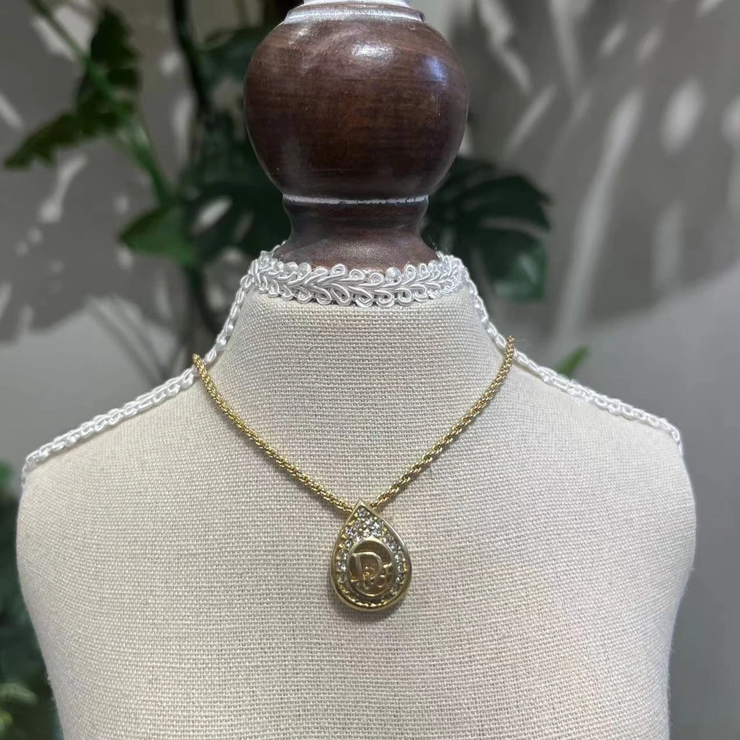 95新 DIOR/迪奥 W迪奥金色带钻项链11128287