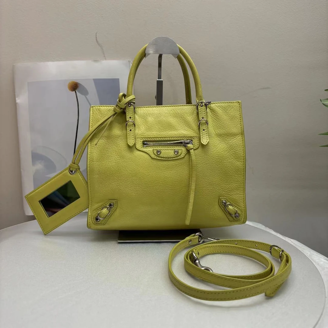 95新 Balenciaga/巴黎世家 W巴黎世家黄色机车包单肩包88116336