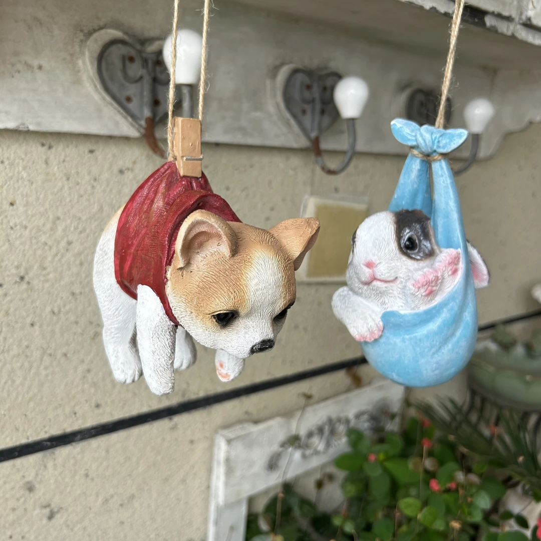 小狗小兔挂件 花园户外阳台别墅露台树脂工艺品装饰新品创意