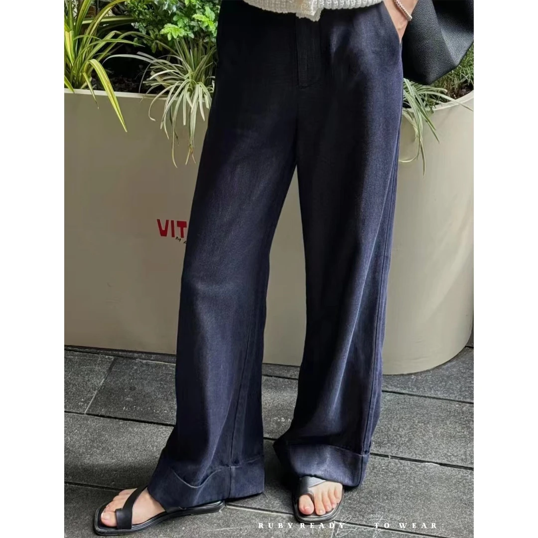 Rubystudios/2024城市漫步 垂坠直筒牛仔裤R1923