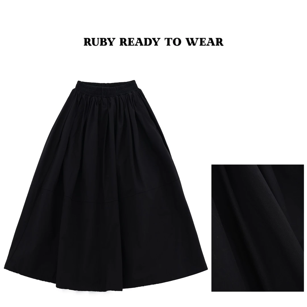 Rubystudio/后开衩绑带百搭半裙 R1314