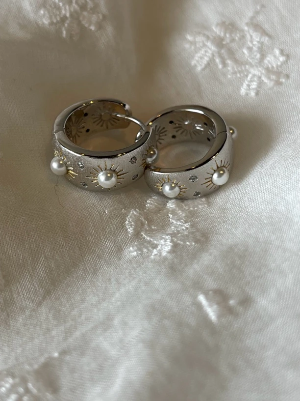 925银仿珍珠耳饰 Rubystudios/2024星芒拉丝工艺耳环R2306